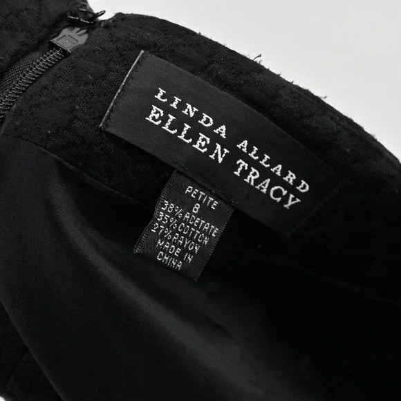 Linda Allard Ellen Tracy Pencil Skirt Size 8 Petite Textured Black Straight Work - Picture 6 of 10